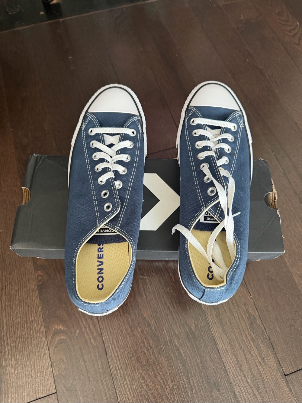 Converse Low Top Canvas Sneakers in Navy and White